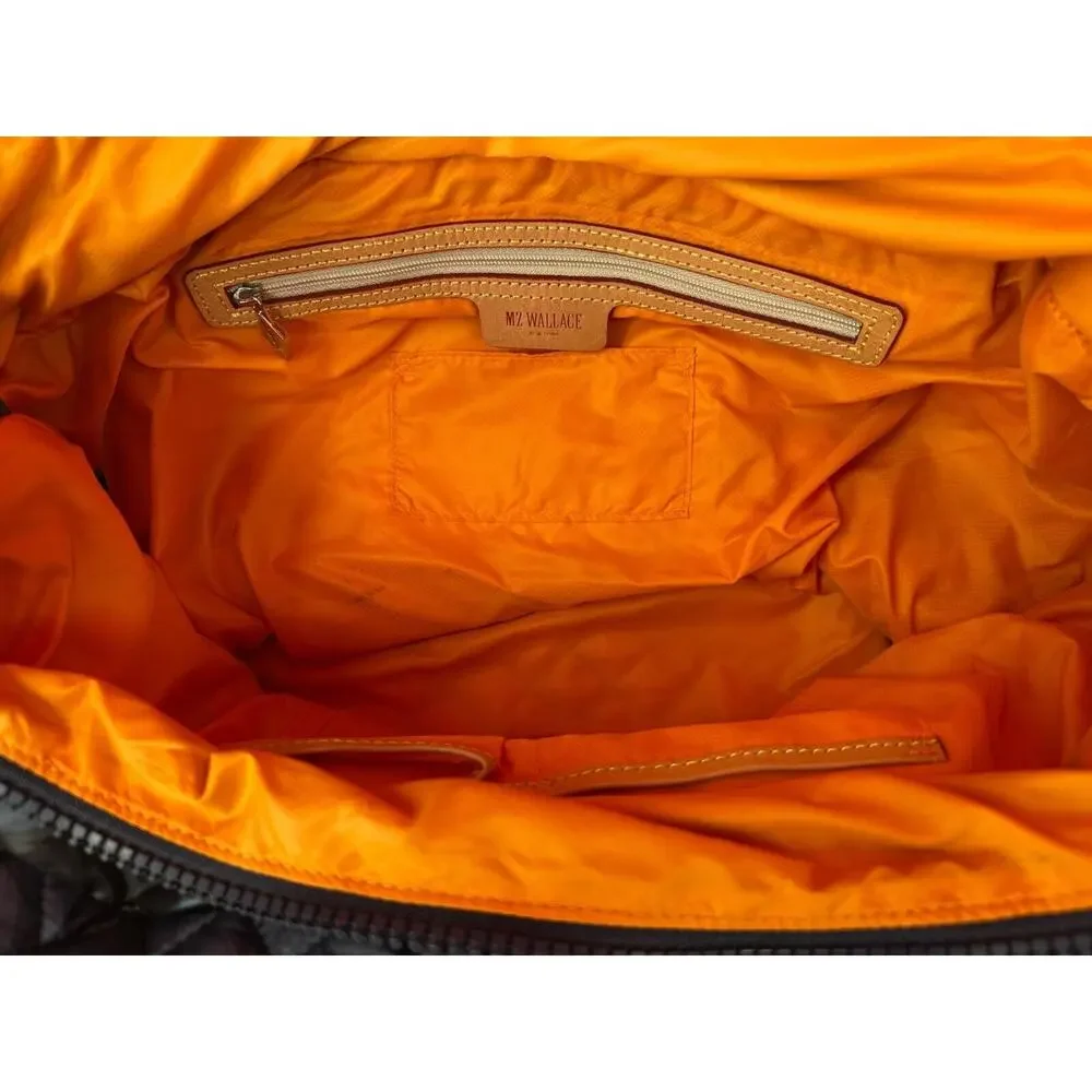 MZ Wallace Metro Blue Camo Travel Quilted Tote Bag With Matching Pouch Excellent - Picture 14 of 16